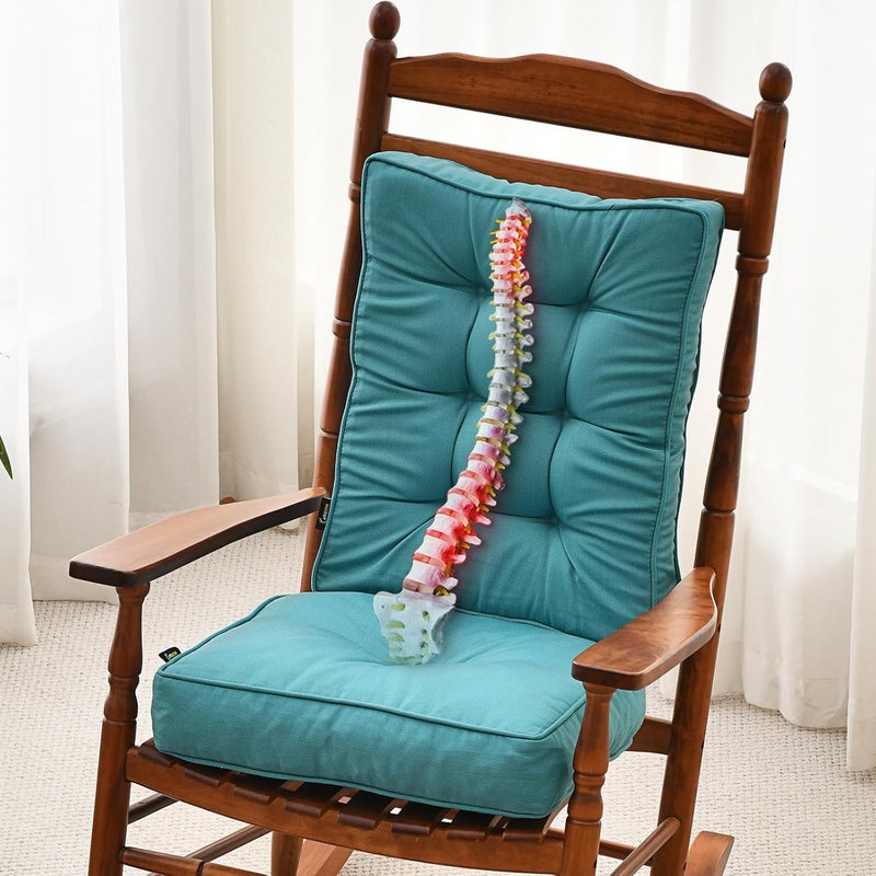 SUNROX Memory Foam Non Slip Rocking Chair Cushion, FadeShield Water Resistant Thicken Durable Tufted Pads, Set of Seat & Back Cushion with Ties for Indoor/Outdoor Rocker, 2 Piece, Turquoise - Image 1